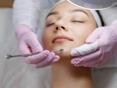 Giovane bella donna ottiene la procedura di pulizia del viso in un salone di bellezza _ Foto Premium Giovane bella donna ottiene la procedura di pulizia del viso in un salone di bellezza _ Foto Premium
